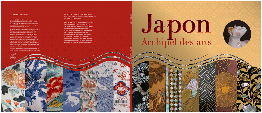 Ensemble de la couverture à rabats du catalogue "Japon. Archipel des arts", musée Crozatier, 68 pages.