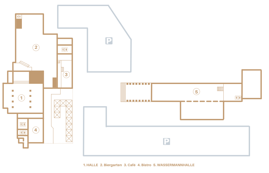 Floorplan of DIE HALLE TOR 2 - The eventlocation with a very special room concept.