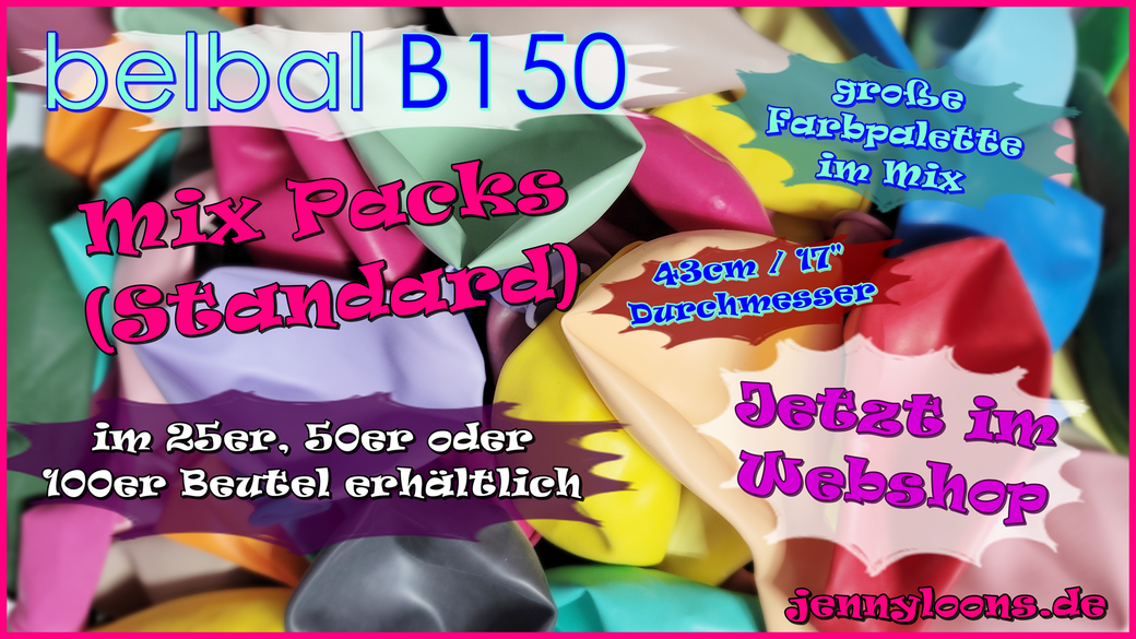 Belbal B150 Mix-Pack Beutel Luftballons Ballons viele Farben 43cm 17inch Durchmesser