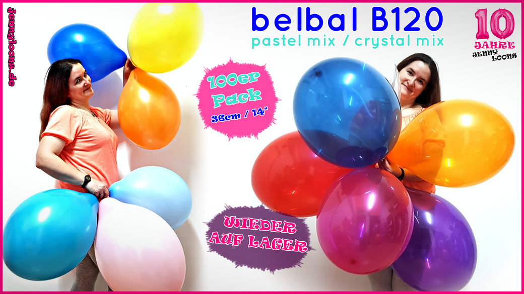 BELBAL Luftballons B120 Pastellfarben Kristallfarben transparent 36cm Durchmesser große Luftballons