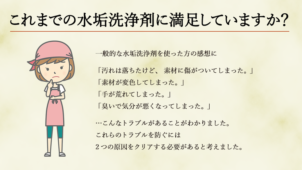 これまでの水垢洗浄剤に満足していますか？