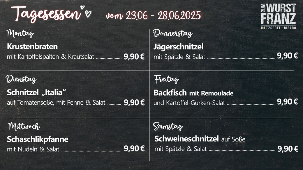 Tagesessen Karte
