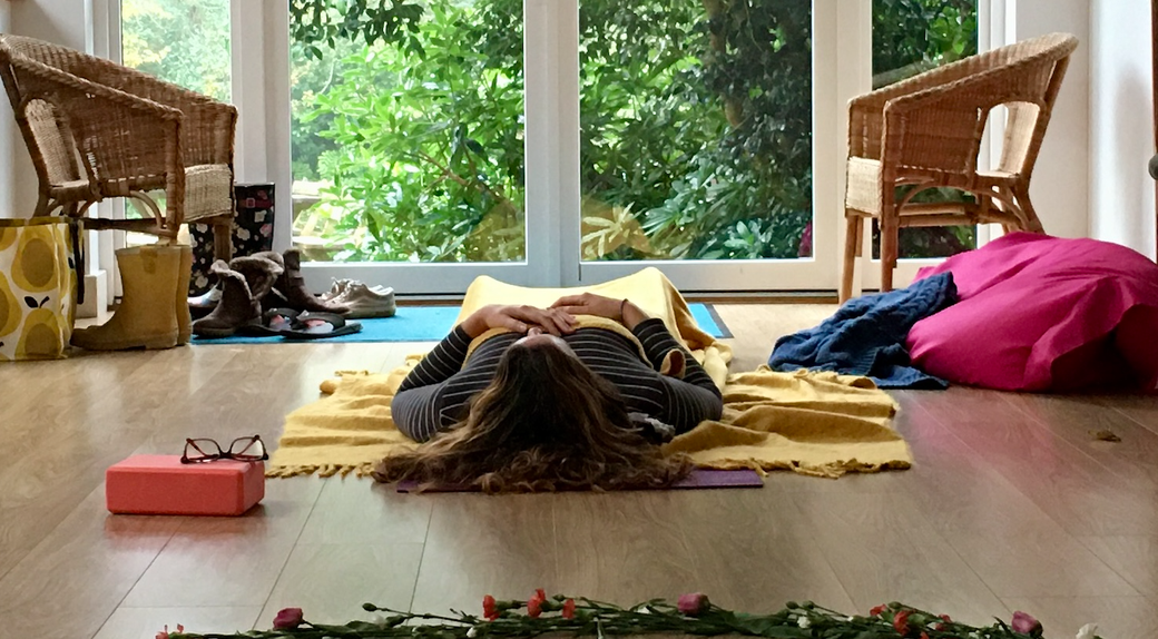 autumn yoga retreat woman relaxing