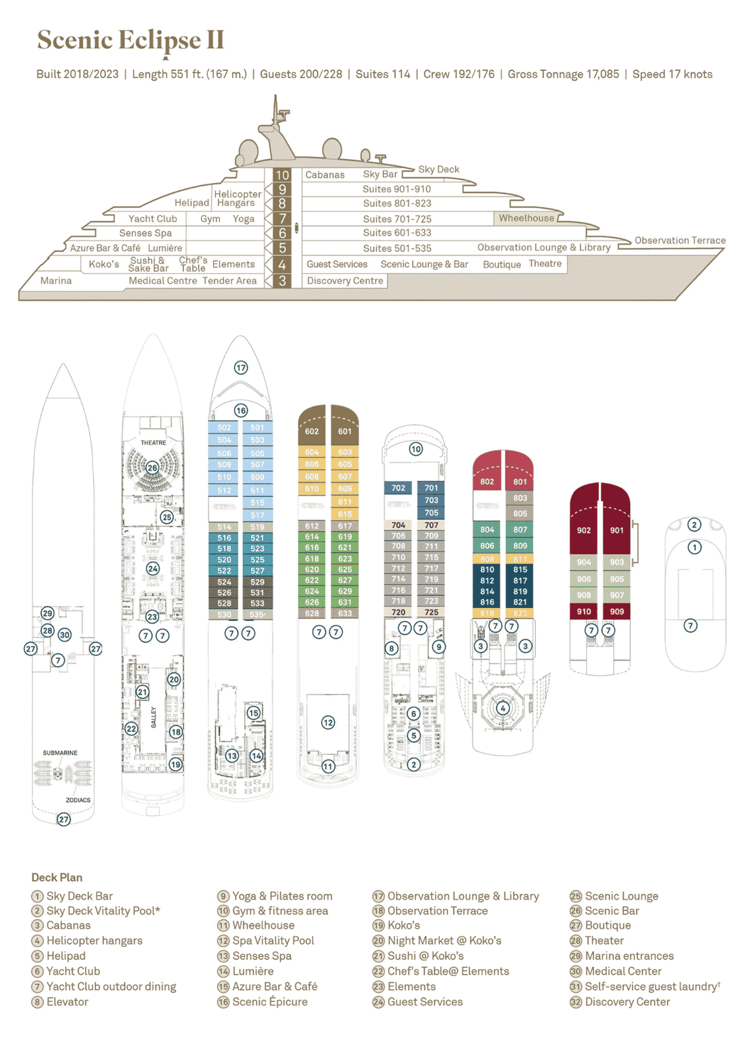 Deckplan der Scenic Eclipse II