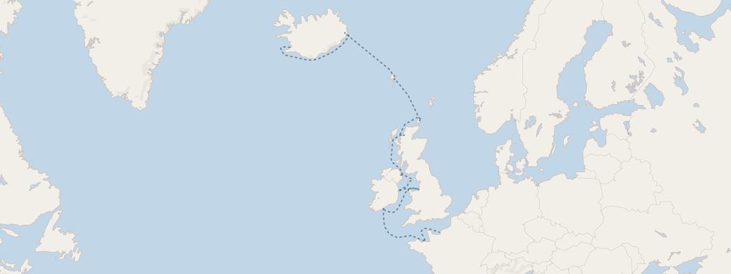 Routenplan Seven Seas Mariner - New York nach Reykjavik