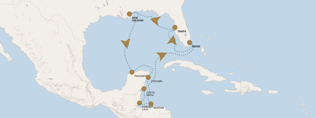 Seven Seas Navigator - Routenplan von Miami nach Miami