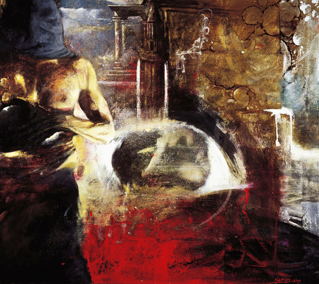 Inquisition (2003) tecnica mista su tela - mixed media on canvas, cm (90 x 80)