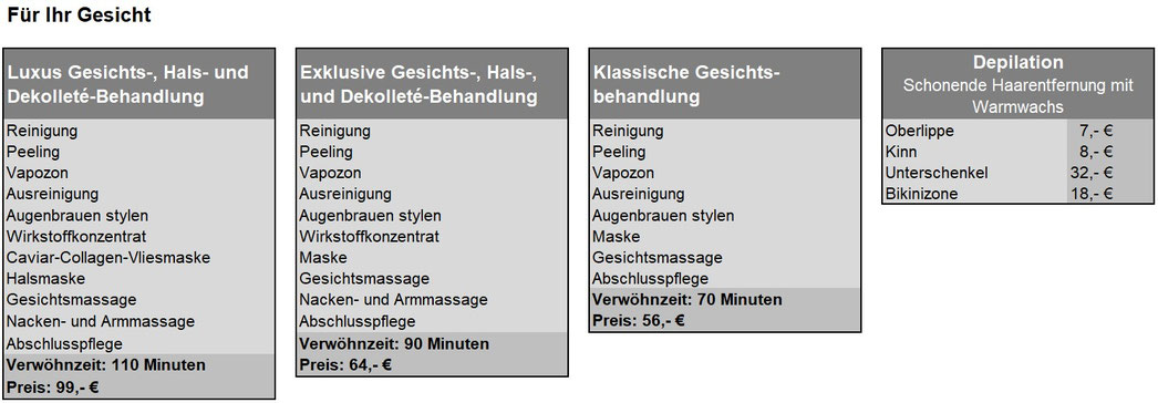 Gesichtsbehandlung Gesichtsmassage Massage Peeling Ausreinigung Pickel entfernen Augenbrauen färben Wimpern färben Depilation Nackenmassage Duisburg