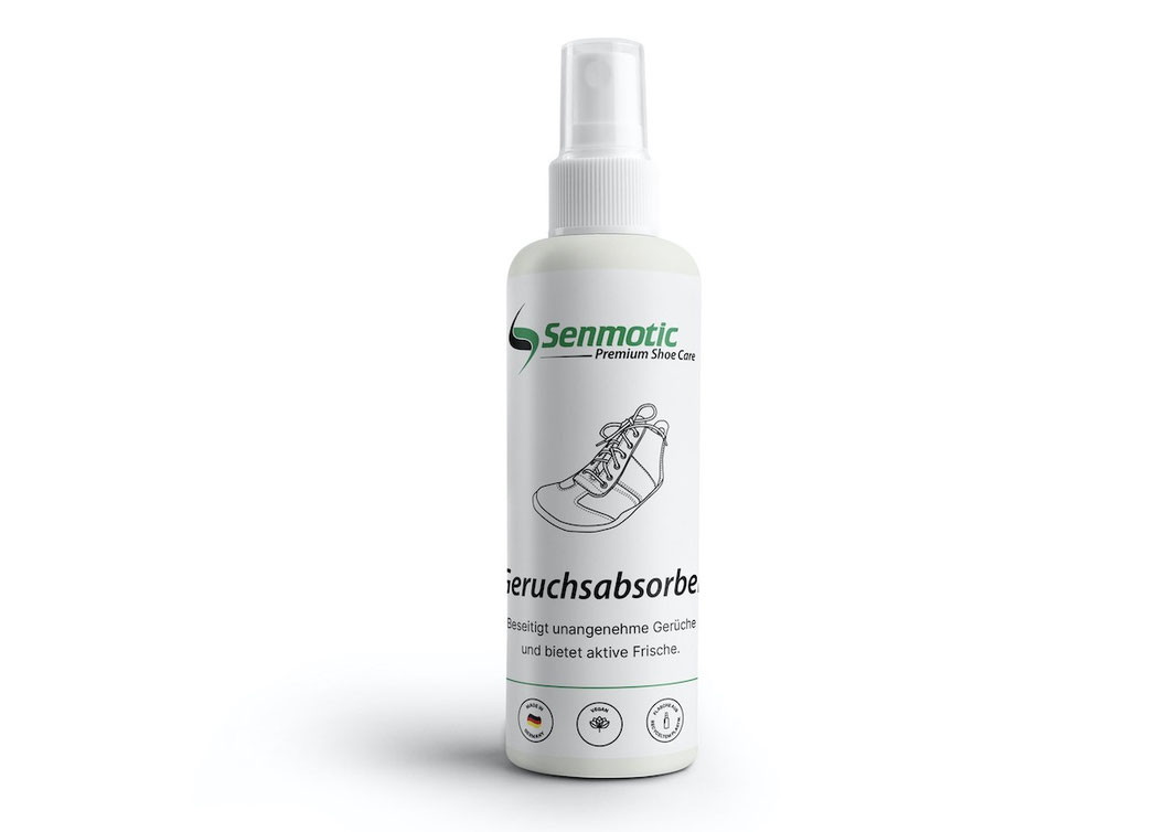 Für Barfußschuhe eine weiße Flasche Geruchsabsorber