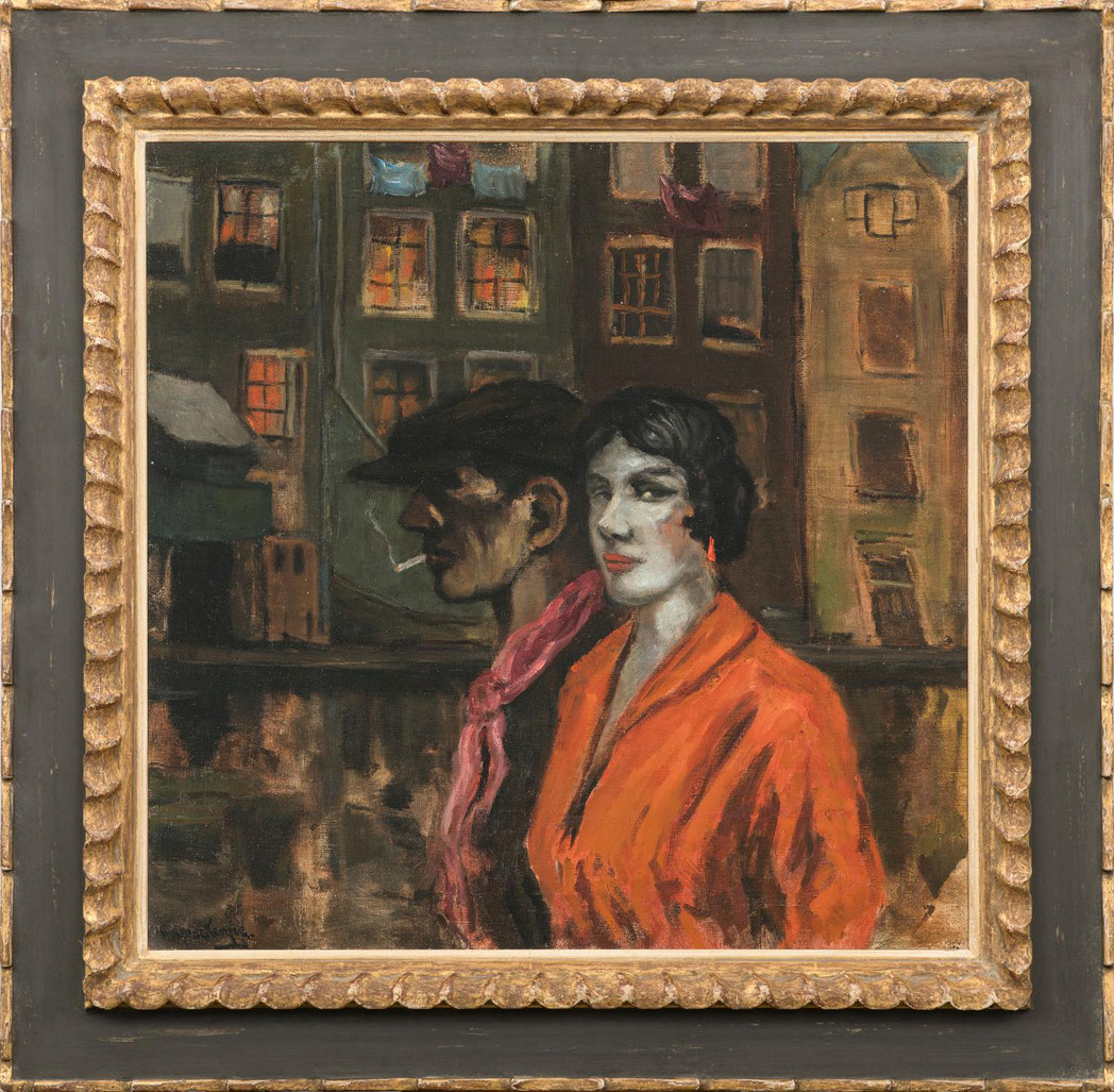 Marie Henrie Mackenzie 1878-1961 (60 x 60 cm) op de Wallen in Amsterdam