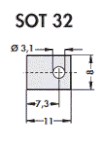 SOT-32 パッケージ用半導体用放熱シート（シリコンラバーシート）