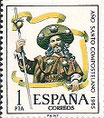 SELLO ESPAÑA - 1.965 - AÑO SANTO COMPOSTELANO - 1 PESETA - COLOR MULTICOLOR - EDIFIL NÚMERO 1672 (SELLO **NUEVO SIN SEÑAL DE FIJASELLOS). 0,50€.