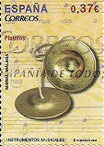 SELLO ESPAÑA - 2.013 - INSTRUMENTOS MUSICALES - PLATILLOS - 0,37 CÉNTIMOS DE EURO - COLOR MULTICOLOR - EDIFIL NÚMERO 4784 (SELLO *USADO). 0,50€.