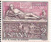 SELLO ESPAÑA - 1.968 - SERIE TURÍSTICA - MOTIVO - EL DONCEL - CATEDRAL DE SIGÜENZA (GUADALAJARA) 2 PESETAS - COLOR PIZARRA Y ROJO - EDIFIL NÚMERO 1878 (SELLO **NUEVO SIN SEÑAL DE FIJASELLOS). 0,50€.