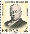SELLO ESPAÑA - 1.970 - CENTENARIO DEL NACIMIENTO DE MIGUEL PRIMO DE RIVERA - 2 PESETAS - COLOR - OCRE, OLIVA Y CASTAÑO - EDIFIL NÚMERO 1976 (SELLO **NUEVO SIN SEÑAL DE FIJASELLOS). 0,50€.