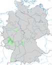 Karte zur Verbreitung der Zippammer (Emberiza cia) in Deutschland.