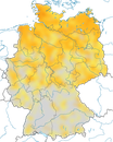 Karte zur Verbreitung des Wiesenpiepers in Deutschland