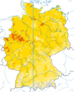 Karte zur Verbreitung der Dorngasmücke in Deutschland