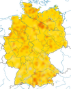 Karte zur Verbreitung der Rauchschwalbe in Deutschland