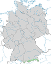 Karte zur Verbreitung der Alpendohle in Deutschland