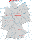 Karte zu den Nachweisen der Ringschnabelmöwe in Deutschland.