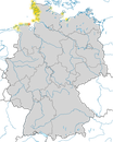 Karte zur Verbreitung der Küstenseeschwalbe (Sterna paradisaea)  in Deutschland