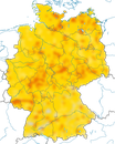 Karte zur Verbreitung der Mehlschwalbe in Deutschland