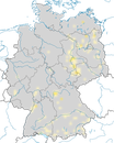 Karte zur Verbreitung der Zwergdommel (Ixobrychus minutus) in Deutschland