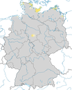 Karte zur Verbreitung des Mittelsägers (Mergus serrator) in Deutschland