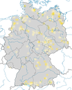 Karte zur Verbreitung des Schwarzhalstauchers (Podiceps nigricollis) in Deutschland