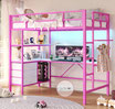 Cama Litera Para Niña Con Escritorio En Forma De L Luces LED y Estación De Carga DICTAC LB-01