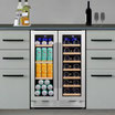 Enfriador De Vinos y Bebidas De 24 Pulgadas Con Dos Zonas Para 20 Botellas y 65 Latas Cuatro Puertas Con Manijas y Estantes Extraíbles NIPUS NPDUAL02