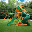 Juego De Columpios De Madera Con 2 Toboganes Mesa De Picnic Pared De Escalada y 3 Columpios GORILLA MOUNTAINEER 01-0005-AP