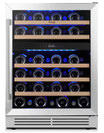 Refrigerador Cava Vinos Independiente Empotrado De 24 Pulgadas Con Dos zonas y Capacidad Para 46 Botellas Con 5 Estantes Extraíbles Antiescarcha De 4 a 18 °C YEEGO YEG-WD24-HD