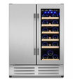 Refrigerador Cava Enfriador De Vinos De 24 Pulgadas Con Doble Zona Con Capacidad Para 20 Botellas y 88 Latas VELIVI KMYL120-2HD