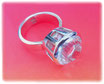 Ring Bergkristall rund, facettiert, Größe 59, Silber 925, rhodiniert