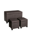 SERIE 3 PUFF GRIGIO LEGNO-TESSUTO (PANCA Cm 76 X 40 X 45)