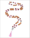 Rudraksha Mala mit Rhodonit, Jade und Bergkristall Edelsteinen  - Astikya-