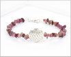 Edelsteinarmband mit Turmalin Chips rosa und Blume des Lebens