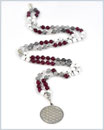 Handgeknotete Rubin Mala Kette mit Howlith & Achat Edelsteinen - Atman