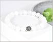 Jade Edelstein Armband weiß 8 mm mit Lebensbaum