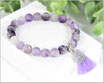 Amethyst Armband matt 8 mm mit Quaste und Mandala