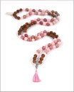 Mala mit Rhodochrosit, Jade, Rosenquarz und Rudraksha Perlen  - Hemavati -