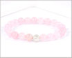 Mala Edelstein Rosenquarz Armband 8 mm mit Stardust Perle.