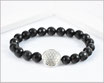 Obsidian Armband 8 mm mit Blume des Lebens