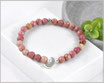 Rhodochrosit Edelstein Armband 6 mm mit Mondsichel versilbert