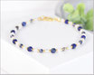 Saphir - Rosenquarz - Bergkristall - Lapislazuli Edelstein Armband 3 - 4 mm mit 925 Silber / vergoldet