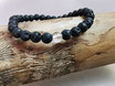 Lavastein Armband mit Bergkristall Perle