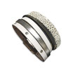 Bracelet manchette en cuir JOA by RISTMIK blanc et argent- ref202076