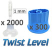 Kit 1mm Twist Level 2000 bases, 300 tetes